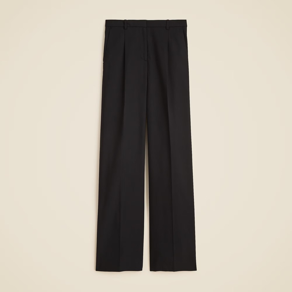 NWT J.Crew Essential Wide-Leg Pant in Italian Studio Wool Blend 0 XS Black $178